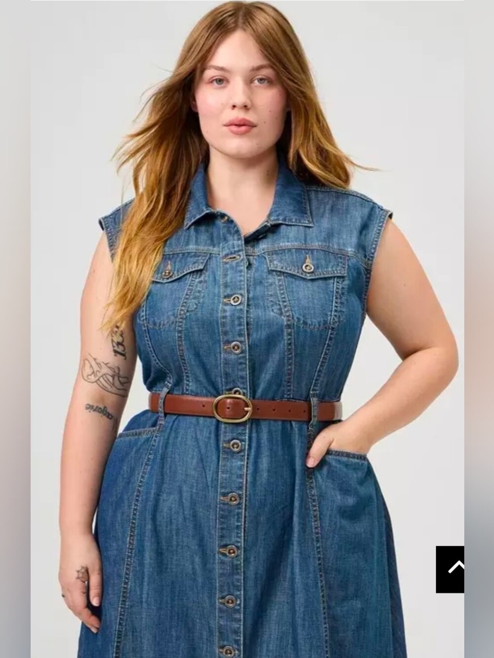 Torrid Sleeveless Trucker Blue Denim Button-Front Maxi Dress Size 1X NWOT - Picture 2 of 12